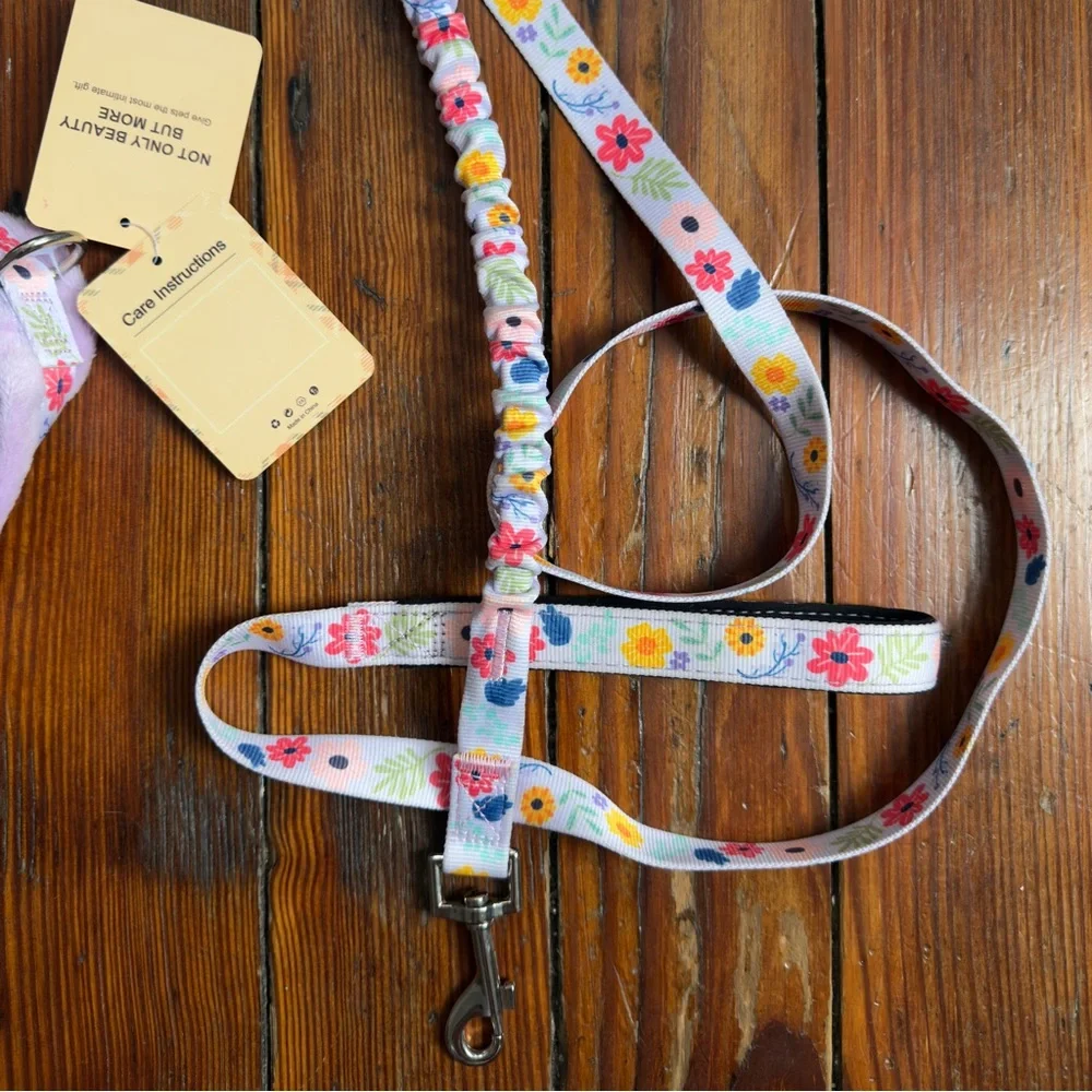 Floral Pink Kids Harness and Leash Set